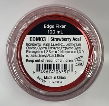 Red by Kiss Edge Fixer Hair Shine Gel, 24 Hour Max Hold, Non-Flaking, Biotin B7 Infused, Natural Styling, Professional Edge Control Wax, Perfect for Braiding (Strawberry Acai)