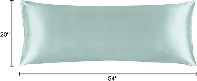 BEDELITE Satin Body Pillow Cover, Super Soft and Cooling Body Pillow Pillowcase for Hair and Skin, Breathable Silky Full Long Pillowcase Cover(20"x54", Haze Blue)