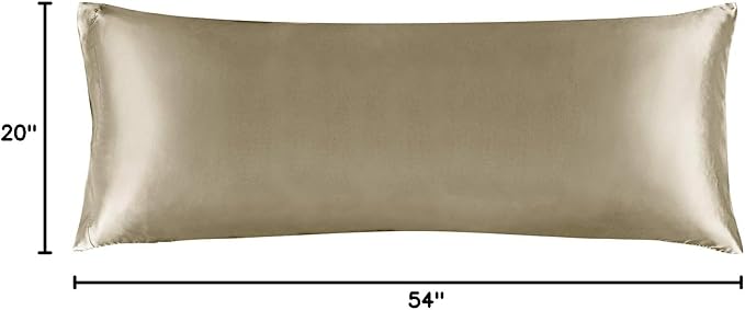 BEDELITE Satin Body Pillow Cover, Super Soft and Cooling Body Pillow Pillowcase for Hair and Skin, Breathable Silky Full Long Pillowcase Cover(20"x54", Taupe)