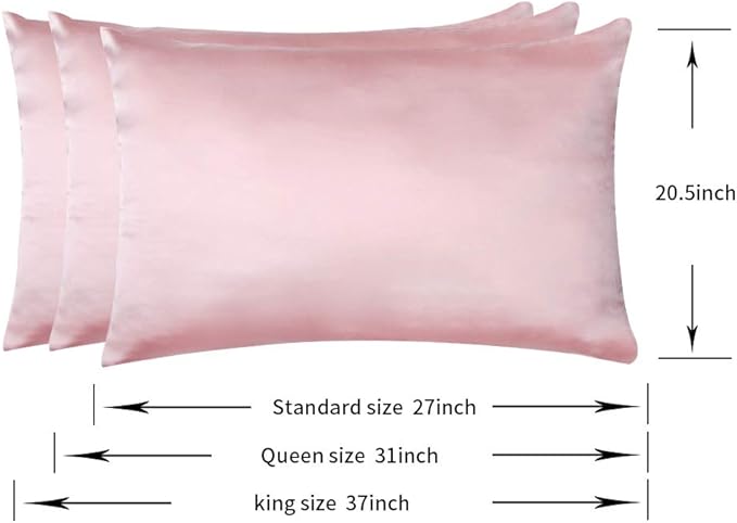 100% Mulberry Silk Pillowcases Set of 2 for Hair and Skin and Super Soft and Breathable Queen Size Nature Silk Pillowcases (Queen, Pink)