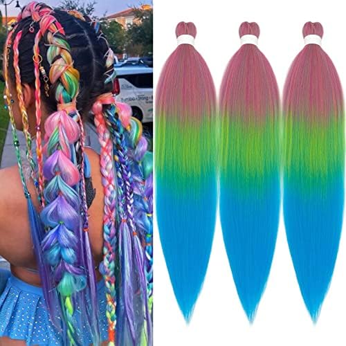 A Yuchen Colored Ombre Braiding Hair Pre Stretched Prestretched Braiding Hair Ombre Kanekalo Hair Extensions for Braiding Synthetic Knotless Kids Micro Jumbo Box Braids Hair