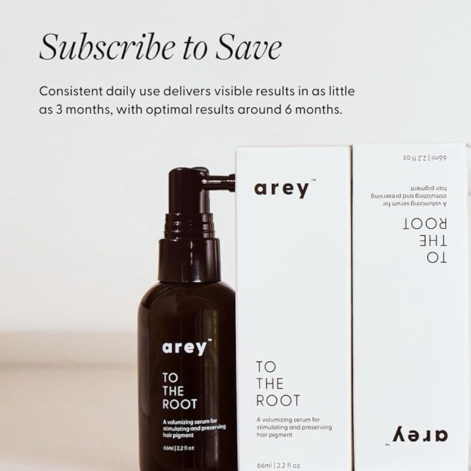 Arey To The Root Hair Serum for Women & Men | Slows Grey Hair Growth & Preserves Pigment in 3-6 Months | Promotes Healthier Hair & Adds Volume | Vegan, Oil-Free, Scent-Free Formula (1 Month)