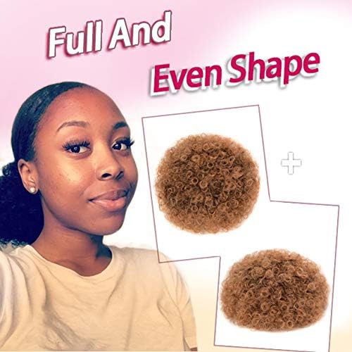 Rosmile Afro Puff Drawstring Ponytail Extension for Black Women - Premium Ombre Brown T1B/30# 80g Short Synthetic Natural Hair Clip On Kinky Curly Bun