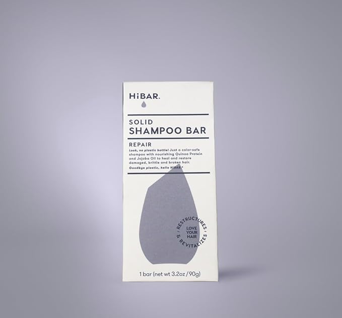 HiBAR - Repair Shampoo & Conditioner Set - For Damaged, Broken, Brittle Hair - Restore & Nourish - Quinoa Protein & Jojoba Oil - Plastic, Soap, Paraben & Sulfate-Free -Color Safe & Vegan -2 Solid Bars