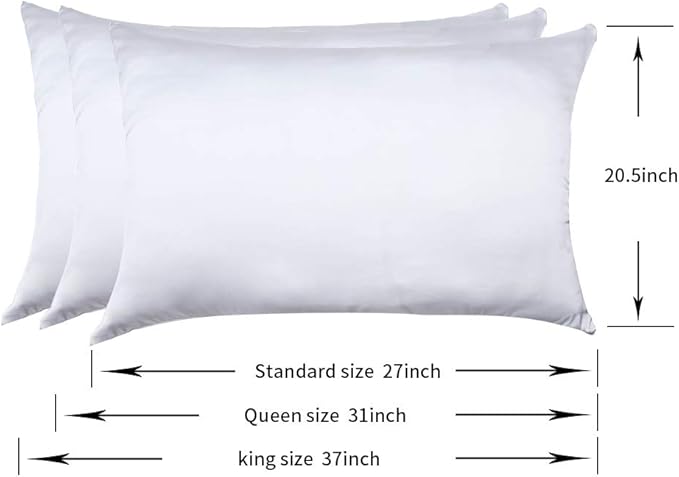 100% Mulberry Silk Pillowcases Set of 2 for Hair and Skin and Super Soft and Breathable King Size Nature Silk Pillowcases (King, White)