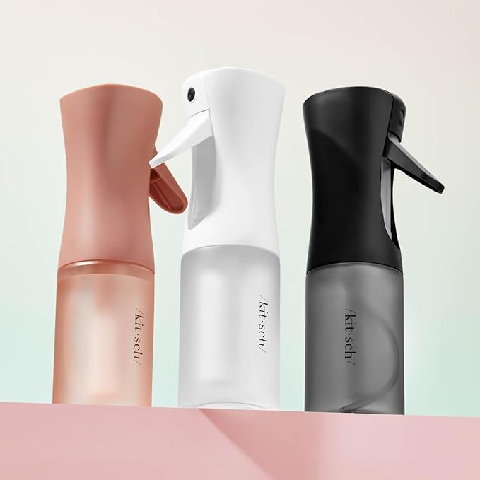 Kitsch Continuous Spray Bottle for Hair – Fine Mist Water Mister & Water Spray Bottle – Recycled Hair Spray Bottle – Spray Bottles for Cleaning, Styling, Plants & More – Black, 150ml