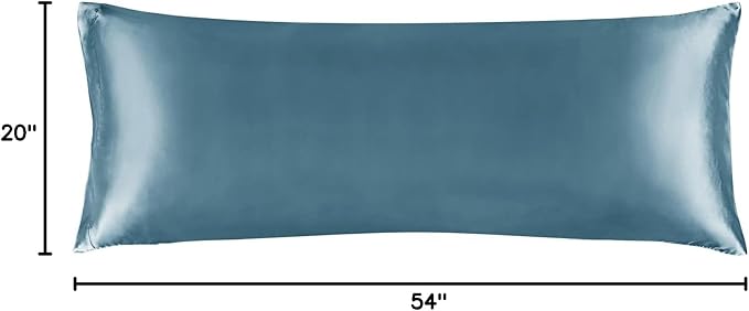 BEDELITE Satin Body Pillow Cover, Super Soft and Cooling Body Pillow Pillowcase for Hair and Skin, Breathable Silky Full Long Pillowcase Cover(20"x54", Bluesteel)