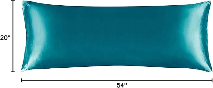 BEDELITE Satin Body Pillow Cover, Super Soft and Cooling Body Pillow Pillowcase for Hair and Skin, Breathable Silky Full Long Pillowcase Cover(20"x54", Teal)