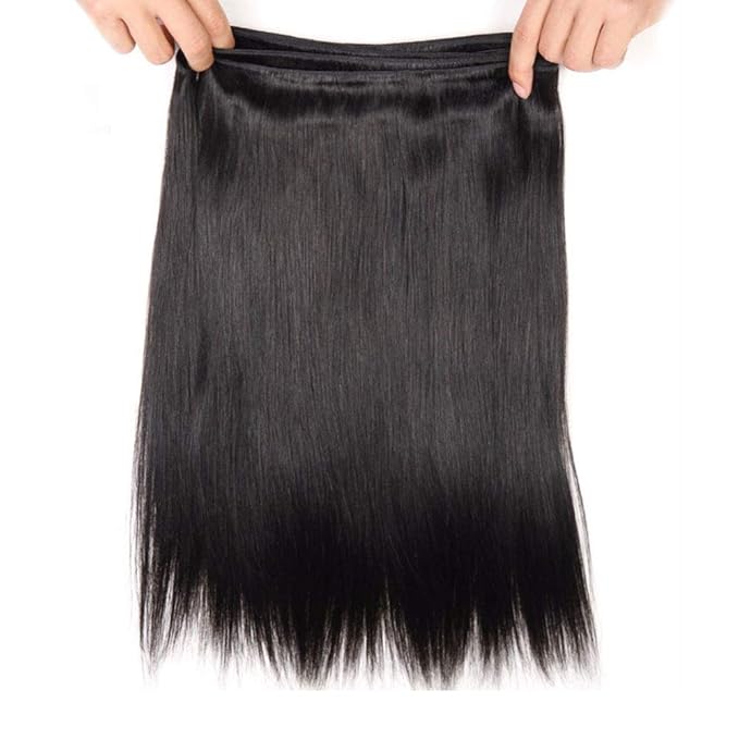 Straight 4 Bundles with Frontal (22 24 26 28+20Frontal) 13x4 Ear to Ear Lace Frontal 10A Unprocessed Virgin Human Hair Straight Bundles with Frontal Natural Color