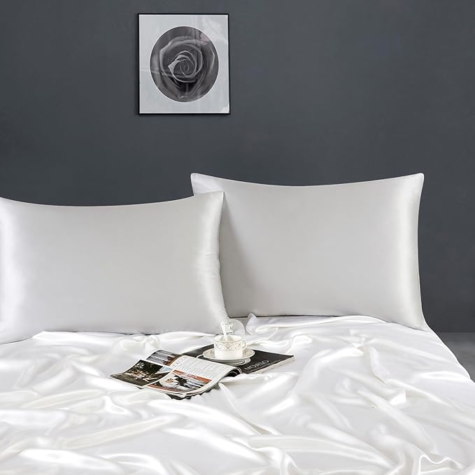 ZIMASILK 100% Pure Mulberry Silk Pillowcase for Hair and Skin Health,Soft and Smooth,Both Sides Premium Grade 6A Silk,600 Thread Count,with Hidden Zipper,1pc (King 20''x36'',Light Grey)