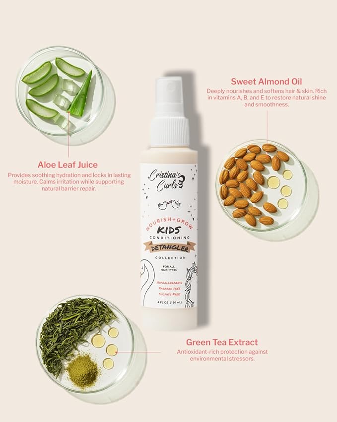 Cristina's Curls Conditioning Detangler Spray for Kids – Leave-in Slip & Frizz Control with No Buildup