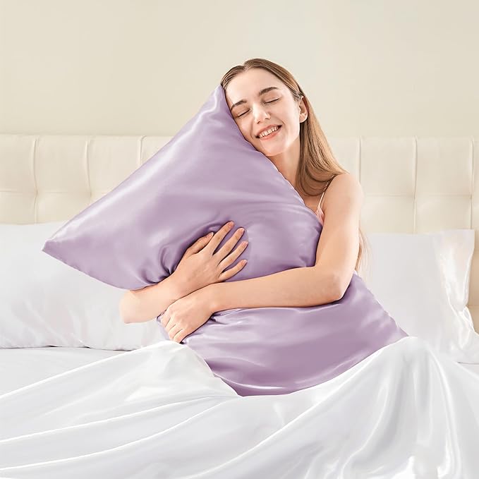 BEDELITE Satin Body Pillow Cover 2 Pack, Super Soft and Cooling Body Pillow Pillowcase for Hair and Skin, Breathable Silky Full Long Pillowcase Cover(20"x54", Lavender)