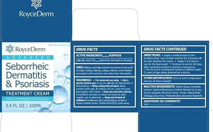 Roycederm Seborrheic Dermatitis Cream, Scalp Treatment for Psoriasis, Folliculitis, Dry Scalp, Dandruff, Anti-Itch Cream for Soothing Relief - 2 Pack