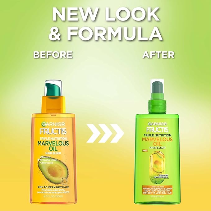 Garnier Fructis Triple Nutrition Marvelous Oil Hair Elixir, 5.0 Fl Oz, 1 Count (Packaging May Vary)