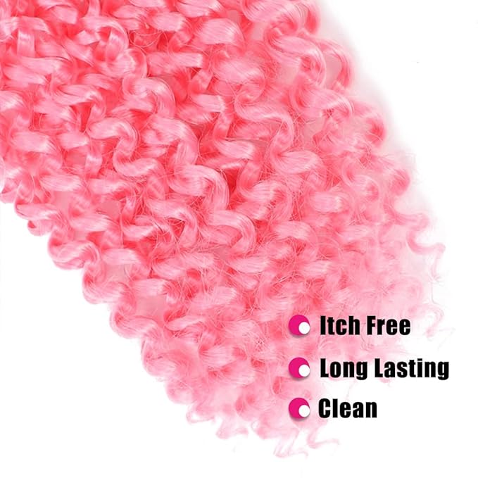 24Inch Passion Twist Hair Pink 2Packs Water Wave Crochet Hair Long Bohemian Braids Hair Synthetic Extensions (24 Inch (Pack of 2), Pink)