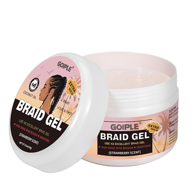 150g Braid Gel with Extra Hold, High Shine for Twists, Locs, Braids & Edge Control - Smooths Frizz, Long-Lasting for Locks, Cornrows 5.3oz (Strawberry Flover)