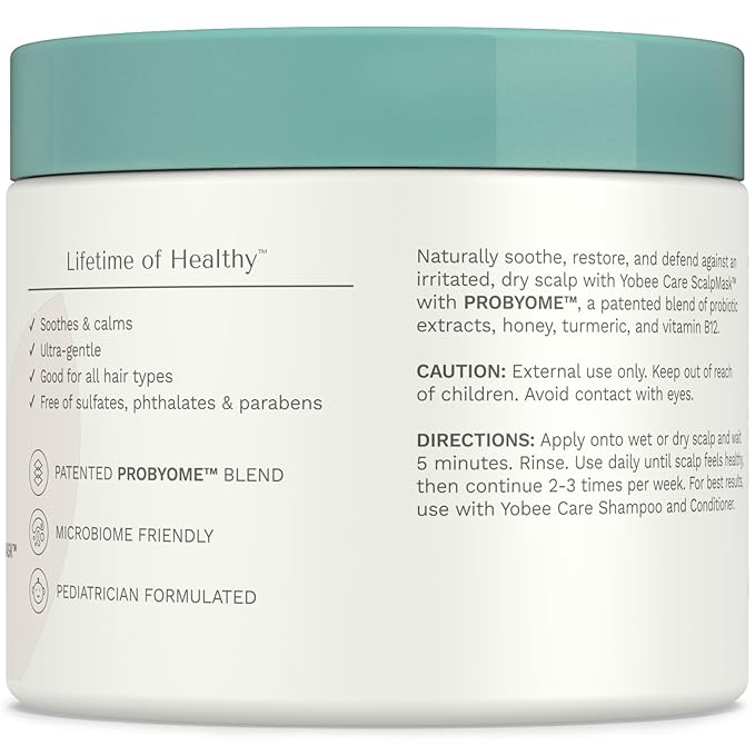 Yobee Calm & Comfort Scalp Mask, Soothing, Gentle Hair Care, Clinically Proven, Sensitive-Skin Friendly - for Kids & Teens 4 fl oz