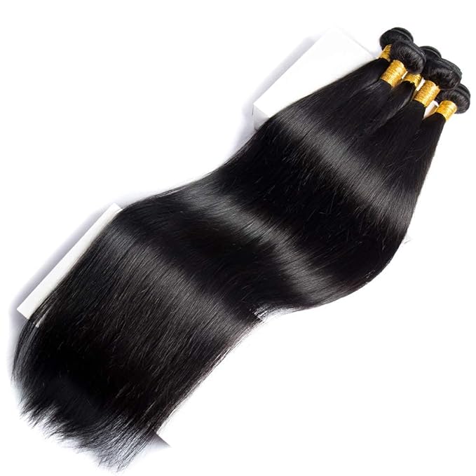 Human Hair Bundles Straight Bundles Human Hair 12 Inch 100% Unprocessed Brazilia Virgin Hair Double Weft Weave Deals Natural Black - 1 Pack, Style Keep Texture Silky Soft, Hair Extension
