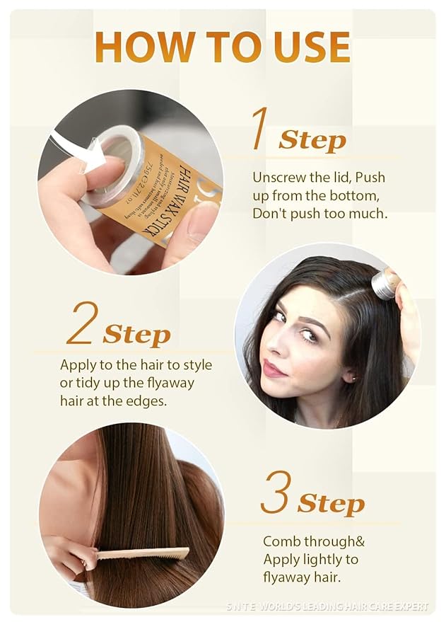 Samnyte Hair Wax Stick, 2PCS Wax Stick for Hair Slick Stick, Hair Wax for Flyaways Hair Gel Stick Non-greasy Styling Cream for Fly Away & Frizz Hair
