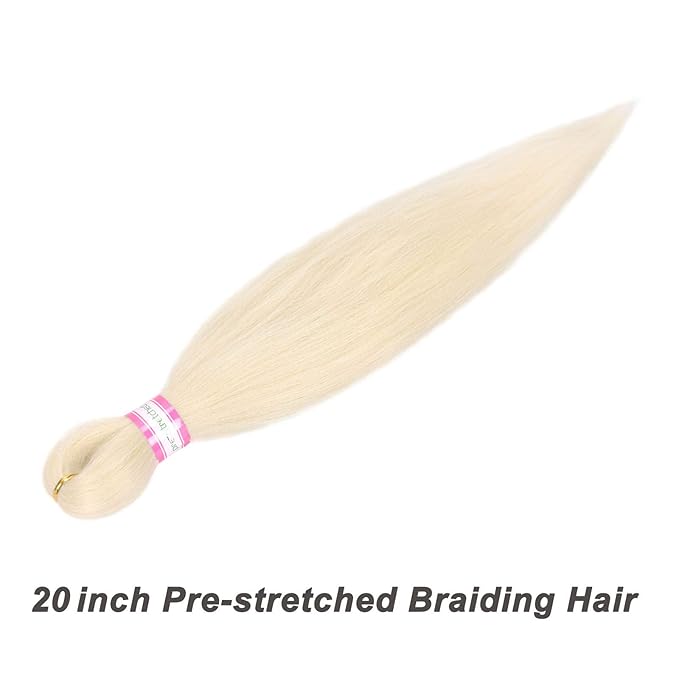 Blonde Braiding Hair Pre Stretched 20 Inch 8 Packs Braiding Hair Extensions for Crochet Box Braids Twists Locs Hair Itch Free Soft Yaki Texture Hot Water Setting (20inch,#613)