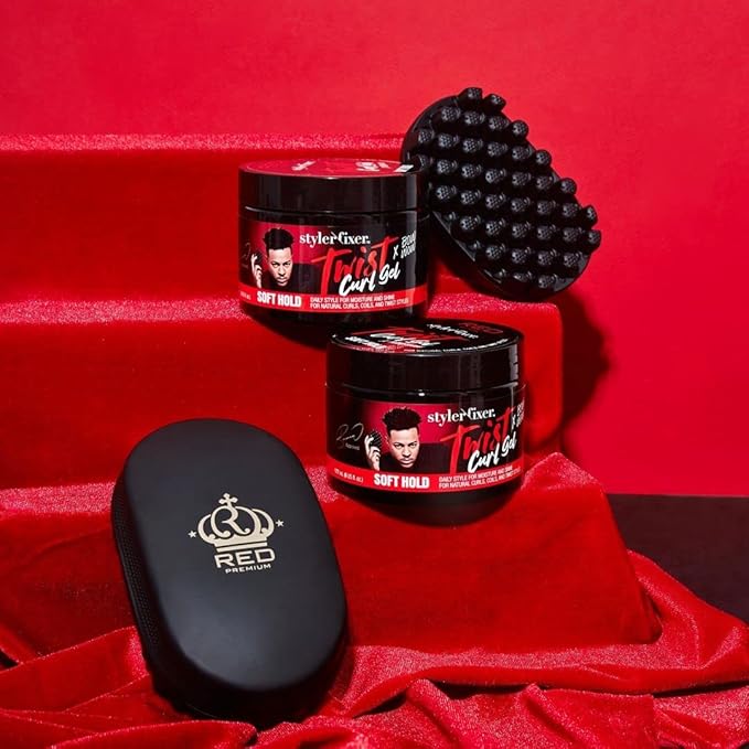 RED by Kiss X Bow Wow Styler and Twisting Gel with Durable Brush for Defined Waves, Curls, and Twists - Soft Hold for Nourished, Naturally Shiny Hair (Value Set)