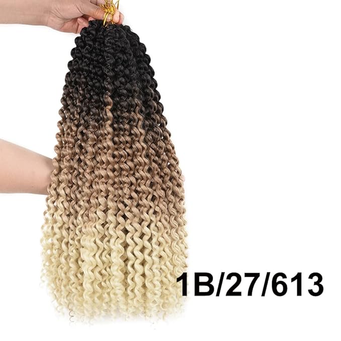 7 Packs Passion Twist Hair 18 Inch Long Water Wave Crochet Synthetic Curly Braids for Passion Twist Crochet Braiding Hair Long Bohemian Curly Hair (18inch, 1B/brown/honey blonde)