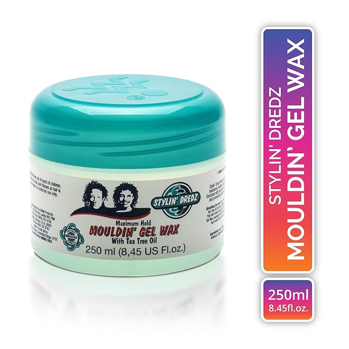 Stylin Dredz Mouldin' Gel Wax - Loc n Twist Gel - Dreadlock Gel Wax with Tea Tree Oil - 250 ml Pack of 4