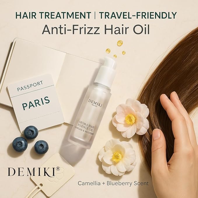 DEMIKI Hair Oil Japanese Hair Care,Hair Oil for Frizzy Hair,Anti Frizz Hair Products for Women,Hair Moisturizer,Hair Perfume Oil,Hair Beauty Products,Hair Serum for Frizzy and Damaged Hair 1.18fl.oz