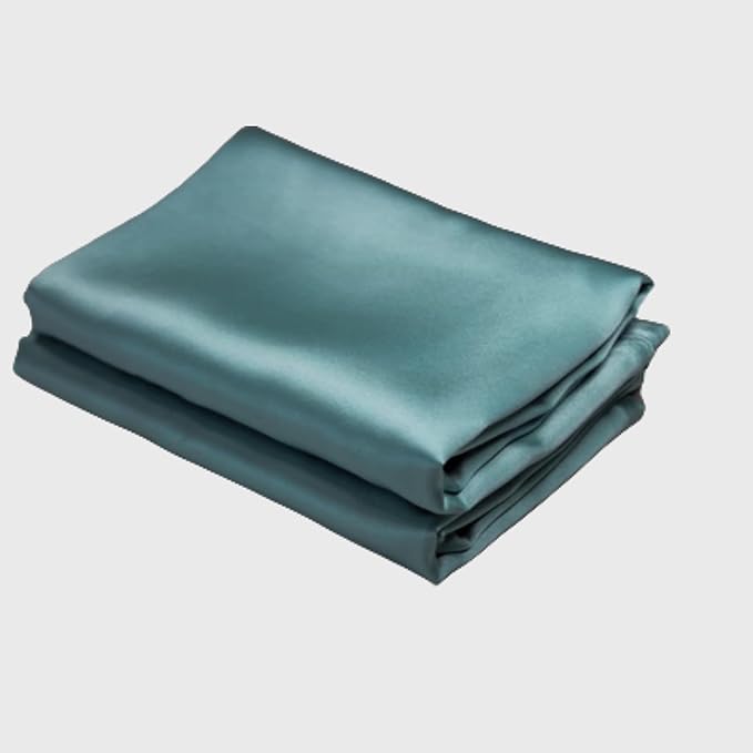 100% Mulberry Silk Pillow Case for Hair and Skin Made in USA, 22 Momme King Size Silk Pillowcase for Women, 6A Grade Organic Silk, Anti Aging, Anti Acne, 1 Pack 20"x36" (King, Mineral Blue)