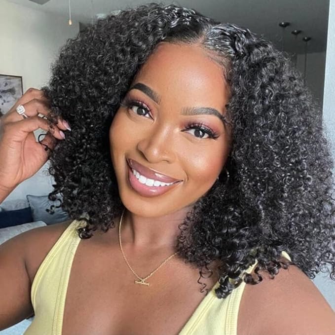 250% Density Half Wig Human Hair Glueless 3 in 1 With Drawstring Seamless Clip in Flip Over Kinky Curly 100% Real Human Hair No Synthetic Blend No Tangle No Shedding 18 Inch Triple Lifespan 3X