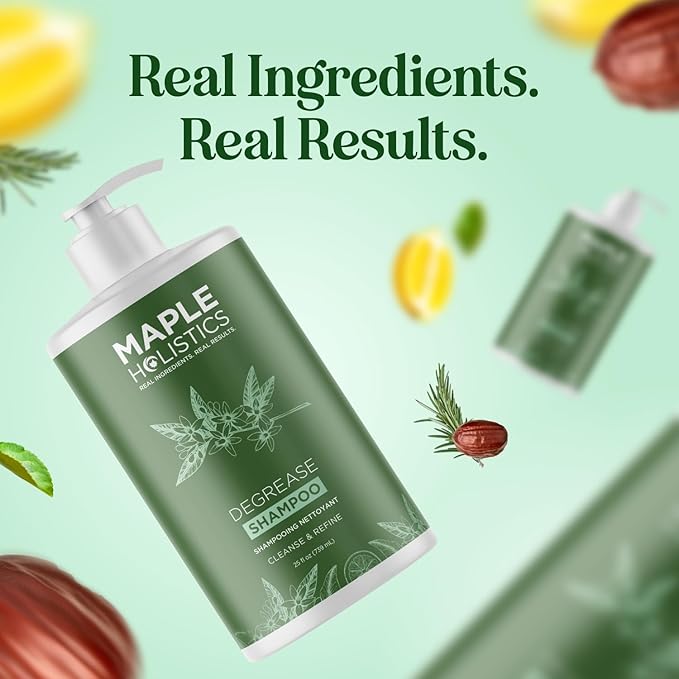 Maple Holistics Clarifying Shampoo for Oily Hair and Scalp - Deep Cleansing Shampoo Build Up Remover with Rosemary Oil - for Greasy Hair & Scalp - Vegan Color Safe Sulfate & Paraben Free (25 Fl Oz)