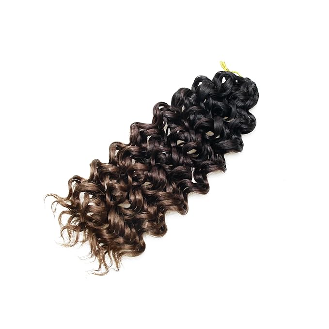 QRHSUKA GoGo Curl Crochet Hair Short Curly Crochet Hair for Women Beach Curl Water Wave Deep Twist Crochet Braids Synthetic Braiding Hair Extensions (12 inch(Pack of 6), 1B/4/30)