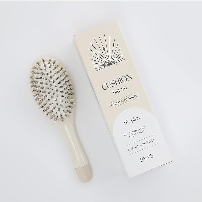 Boar Bristle Hair Brush -boar bristles + nylon pins, Smoothes & Detangles All Hair Types, Hairbrush for Women, Men & Kids, Distributes Oils for Natural Shine & Stimulates Scalp