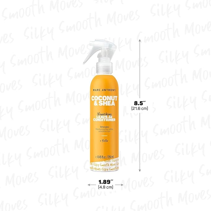 Marc Anthony Leave-In Conditioner Spray, Coconut Oil & Shea Butter - Anti-Frizz Biotin Detangling Spray to Moisturize for Softer Smoother Hair - Color Safe & Sulfate Free Styling Product