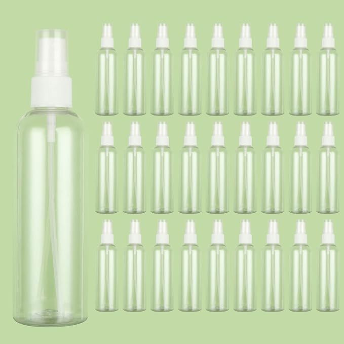 APACALI 30PCS 4 Oz Mini Mist Spray Bottle - Clear Fine Small Empty Travel Bottles - Reusable Liquid Containers for Perfume, Plant, Water (120ml)