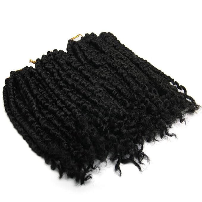 12 Inch Black Crochet Hair For Black Women 8 Packs Crochet Braids Spring Twist Crochet Braiding Curly Crochet Hair Spring Twist Hair Curl End (12inch (Pack of 8), 1B#)