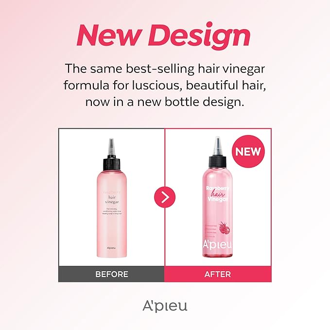 A’PIEU Raspberry Hair Vinegar Set of 2 - Deep Scalp Clean & Detox for Oily Scalp, Buildup & Dandruff Scalp Treatment, pH-Balancing Rinse for Fresh, Shiny Hair, Korean Hair Care (6.76 fl oz)