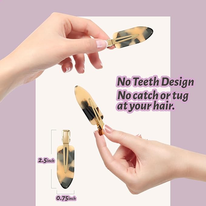 8 Pcs No bend Hair Clips No Crease Hair Clip Duckbill Clips No Dent Creaseless Flat Clip Alligator Hair Barrettes for Makeup Hairstyle Women Girls Accessories (Acrylic Resin-PinkPurple)