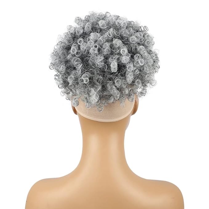 ENTRANCED STYLES Drawstring Ponytail with Bangs Afro Puff Ponytail Extensions for Women Short Curly Puff Ponytail with Bangs Clip in Wrap Updo Hairpiece for Women (T-gray)…