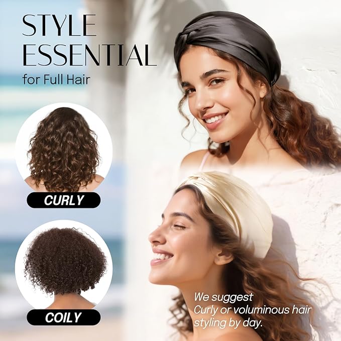 OLESILK Silk Bonnet for Sleeping Women: 100% Mulberry 22 Momme Silk, Adjustable Fit for Night Hair Care, No Frizz for Curls, White