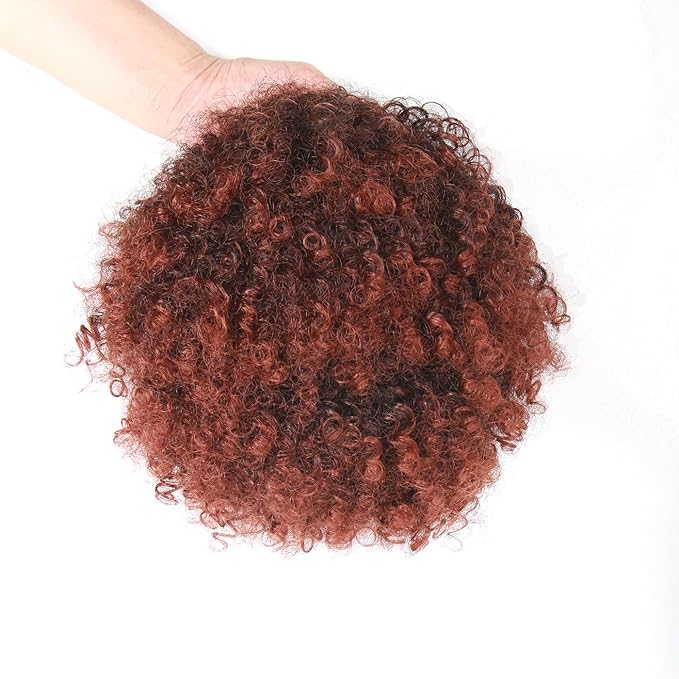 Afro Puff Drawstring Ponytail Extension for Black Women 12 Inch Short Afro Curly Ponytail Extension Clip On Kinky Drawstring Curly Ponytail Bun (1B/350#) …