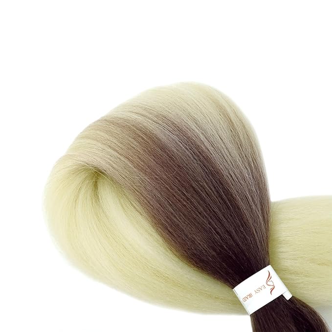 Dorsanee Chocolate Brown/Blonde Braiding Hair Pre Stretched 24 Inch 3 Packs Braiding Hair for Box Braids Twists Locs Hair Soft Yaki Texture Hot Water Setting (#Chocolate Brown/Blonde)