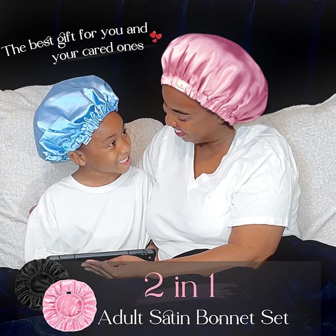 YANIBEST Silk Bonnet Satin Bonnet for Sleeping Women Men, Adjustable Double Layer Hair Bonnet for Curly Braids Reduce Frizz