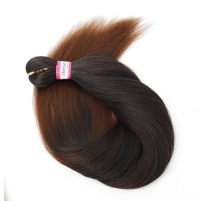 Dorsanee Braiding Hair Pre Stretched 30 Inch 8 Packs Ombre Brown Braiding Hair Extensions for Crochet Box Braids Twists Locs Hair Soft Yaki Texture Hot Water Setting (30inch,#1B/30)