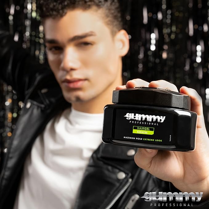 Gummy Professional Hair Gel – Maximum Hold with Keratin – Extreme Styling for Slick Back, Curly & Wet Look Hairstyles – Long-Lasting Hold & Shine – 700 ml / 23.5 fl. oz