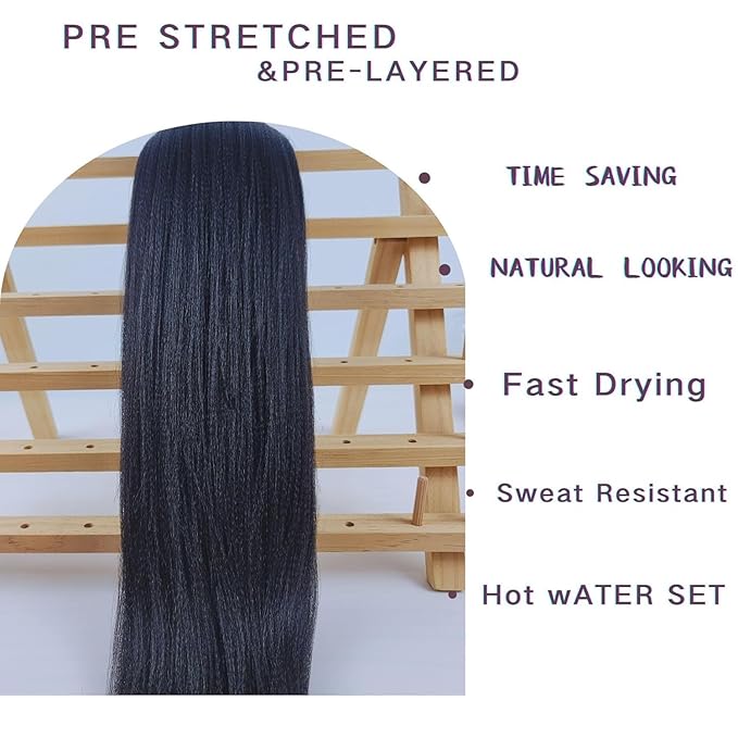 Kids Braiding Hair Pre stretched 16 inches Black Yaki ez Braid Braiding Hair for Kids Knotless Braids