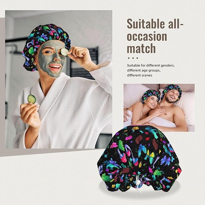 Silk Hair Bonnet for Sleeping, Double Layer Hair Bonnet for Curly Natural Frizz