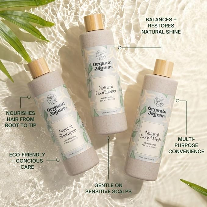 Organic Jaguar, All Natural Honeysuckle Conditioner, Sulfate Free Conditioner with Vitamin E, Castor, Argan and Almond, Honey, For Hydrating All Hair, 13.5 fl oz