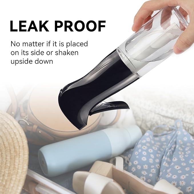 Spray Bottle for Hair (6.8OZ /200ML) Continuous Ultra Fine Mist Sprayer for Hair, Salons, Barber, Plants, Skin Care, Cleaning Black