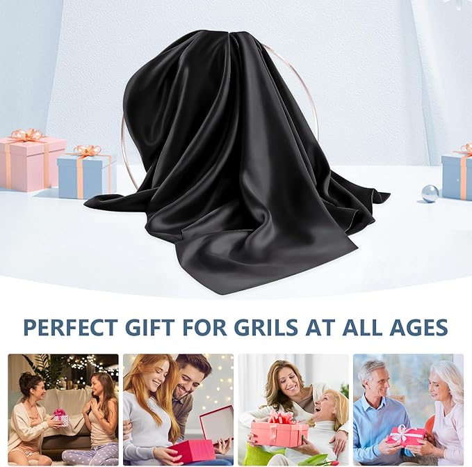 Silk Pillow Cases 2 Pack King Size Mulberry Silk Pillowcase Set of 2 for Hair & Skin 36 x 20 Inches 22 Momme Both Sided Grade 6A Silk Soft Breathable Cooling with Hidden Zipper, Black